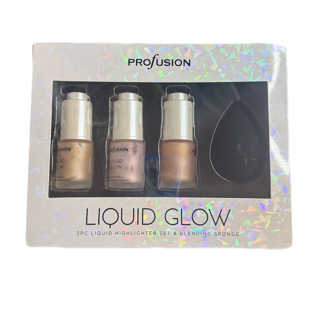 Profusion Cosmetics Liquid Glow Trio With Blending Sponge